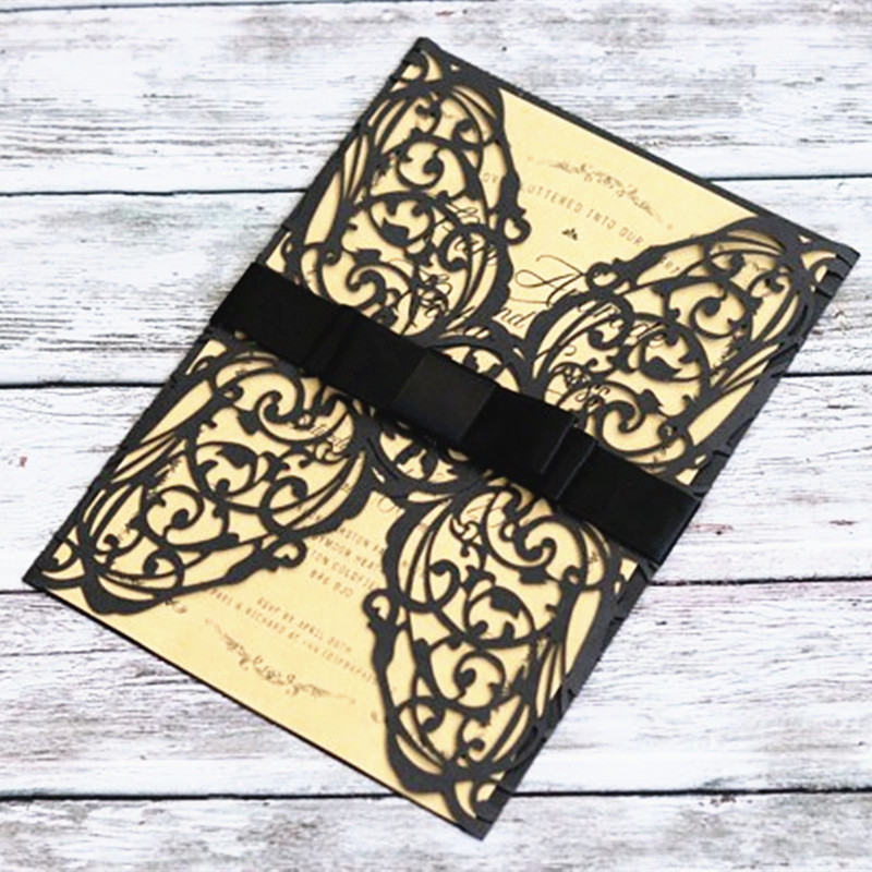 

Black invitation laser cut Easter Halloween prom party invitation, Customize