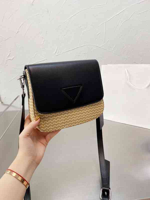 

Cross Body Bags Luxury Brand Designer Tote Women Handbag Straw Shoulder Leather Crossbody Female High Capacity Purses 1224, Black