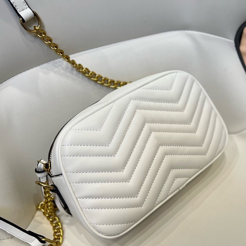 

Top quality designer bag womens wave quilted leather chain crossbody shoulder bag messenger marmont borsa donna ladies handbag luxury Camera pocket backpack, White