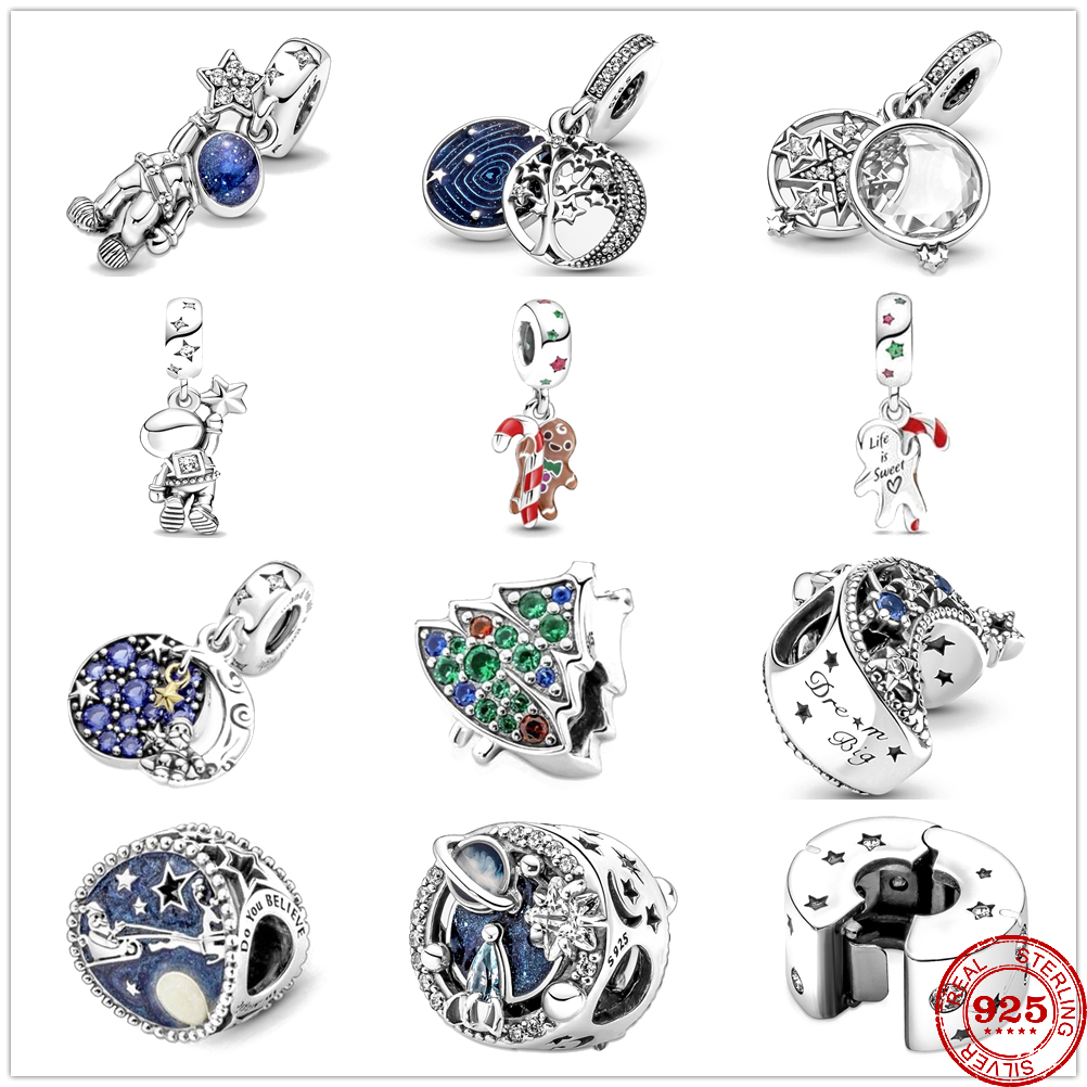 925 Perles de charme en argent pendre la série Galaxy Série astronaute de Noël biscuits perles en ajustement bracelet Briding Bijoux accessoires