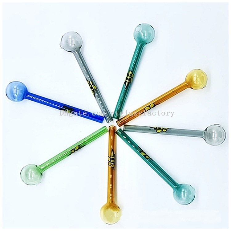

Wholesale Color oil burner Smoking pipe 2mm thick glass tube for water bongs rigs Hookahs Bubbler Tools