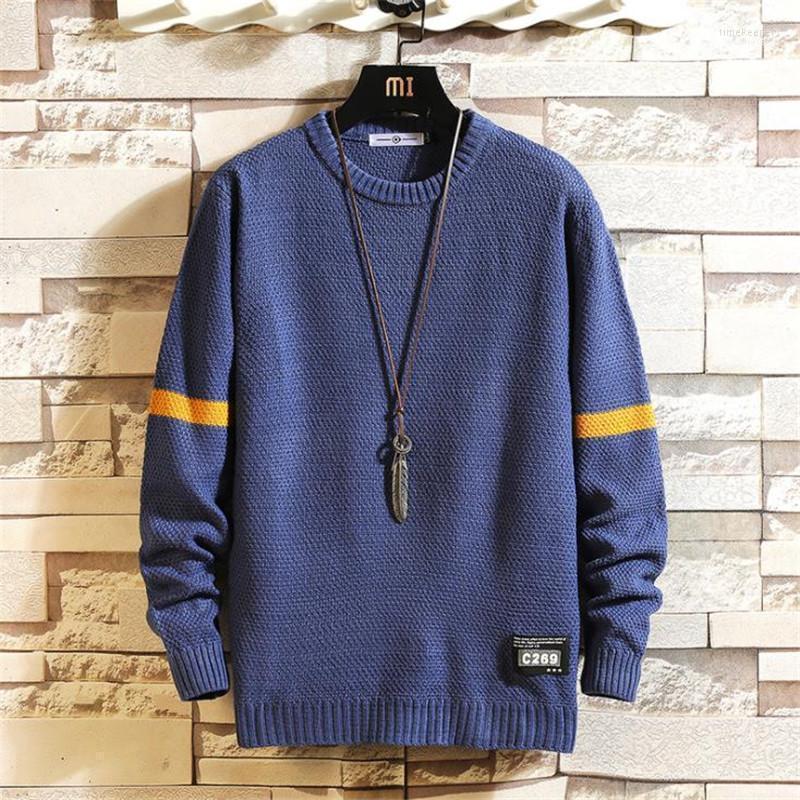 

Sweater Men Long Sleeves Autumn Winter Pullover Knitted O-Neck Plus Size 5XL Men' Sweaters Time22, Black
