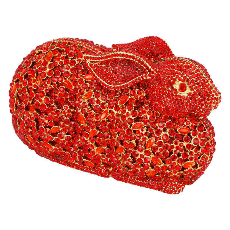 

NXY Evening Bag Red Lovely Rabbit Animal Bridal Crystal Clutch Handmade Brand studded Diamond Prom Purse for Party 88175 0530, Silver evening bag
