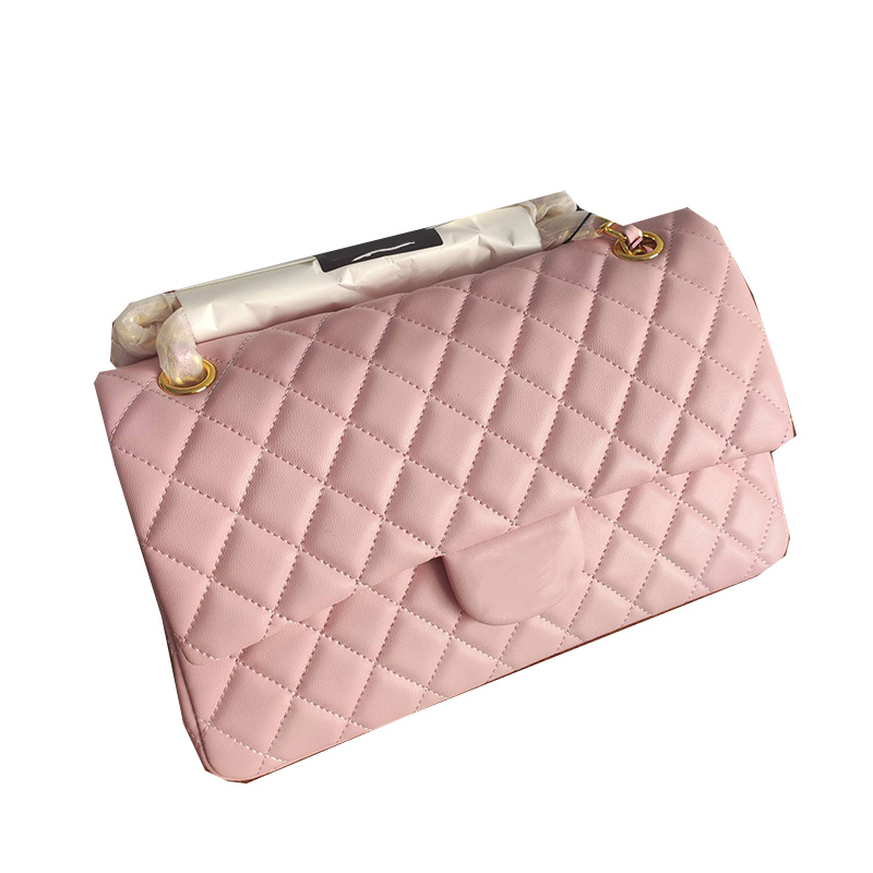 

2022Ss Light Pink Classic Double Flap Lambskin Bags Crossbody Shoulder Gold/Silver Metal Hardware Matelasse Chain Multi Pochette Whalesale Luxury Designer Purse, Box
