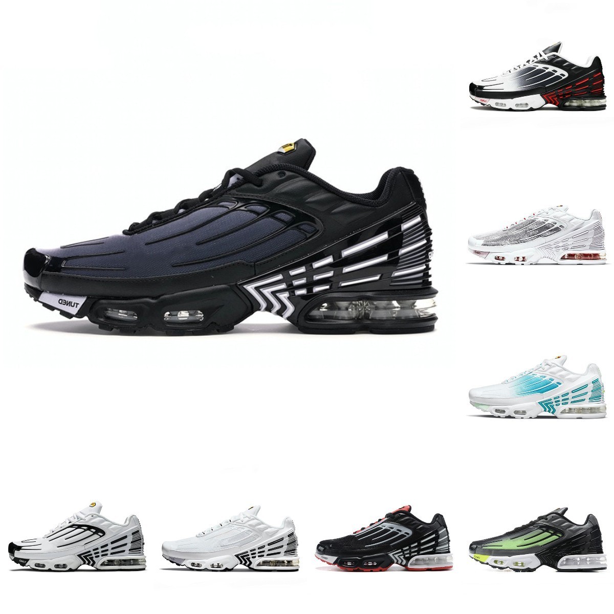 

Top Quality Tn Plus 3 Tuned III Mens Sports Shoes Leather Laser Blue White Aquamarine Obsidian TNS Requin Hyper Violet Deep Ghost Green Triple Black Trainer Sneakers, Please contact us
