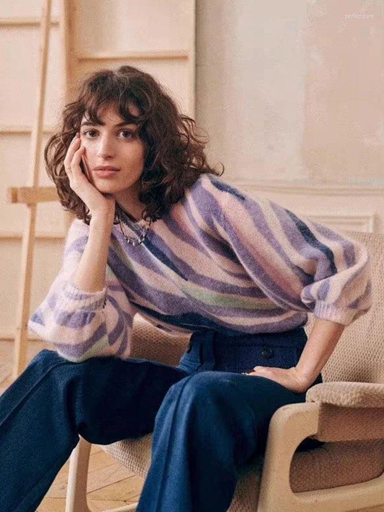 

Women' Sweaters Women Sweater 2022 Spring And Summer Colorful Zebra Print Wool Mohair Blend PulloverWomen' Perf22, Purple