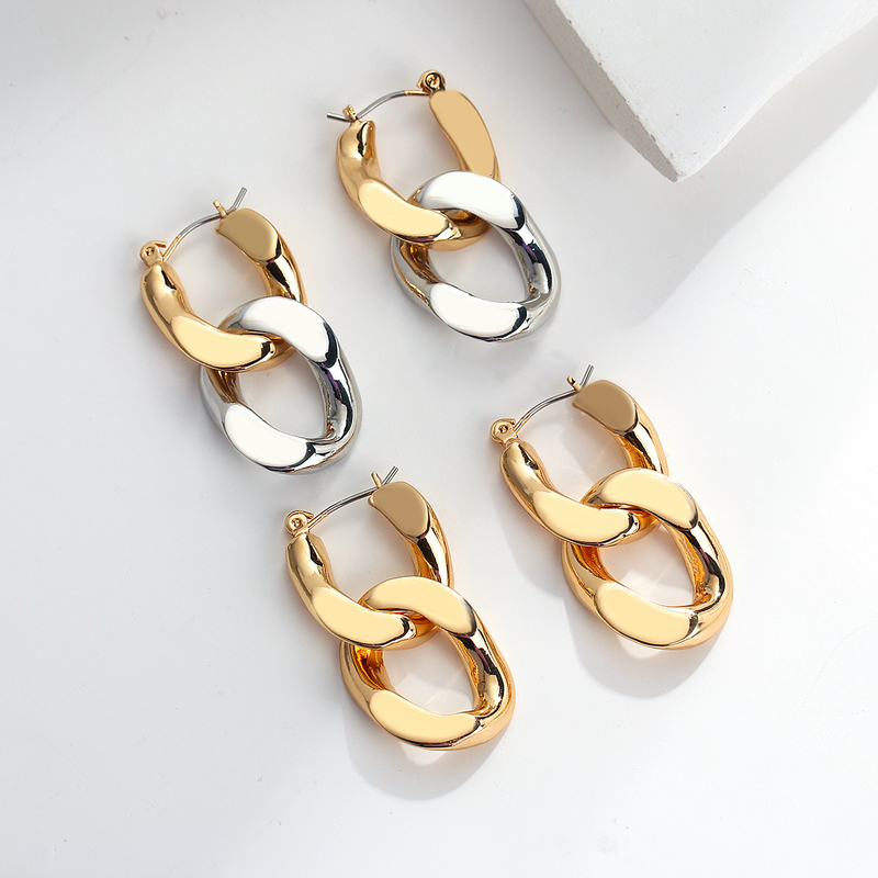 

Simple Twisted Cuban Chain Hoop Earrings for Women Statement Detachable Two Color Hanging Fashion Jewelry 220716