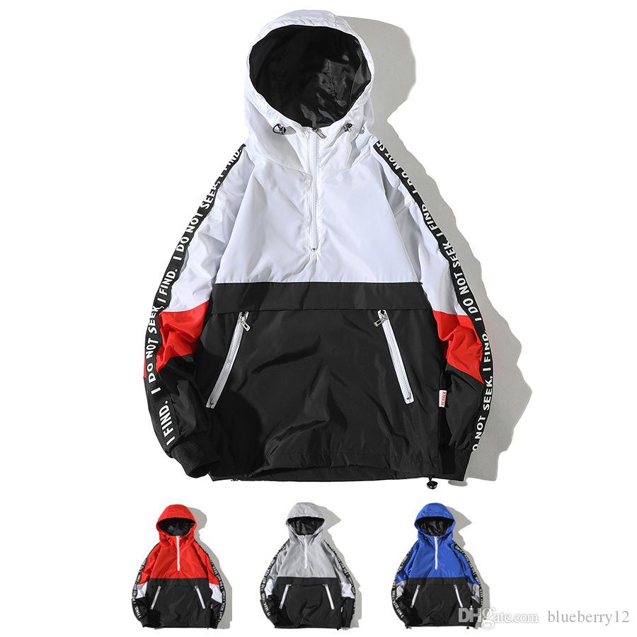 

QNPQYX Mens Windbreaker New Fashion Style Letter Printing Street Wear Hip Hop Mens Winter Coat Jacket S-4XL, Blue