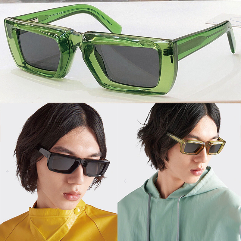 

Official Website New Occhiali Runway Rectangular Acetate Sunglasses SPS24 Men Women Bridge Zone Reinterprets the Brand's Historic Triangle Logo with Original Box