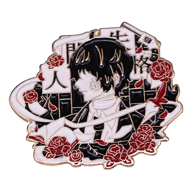

Anime Bungo Stray Dogs Dazai Osamu Nakahara Chuuya Cosplay Cartoon Costume Props Metal Badge Pin Alloy Brooch Accessories, As picture