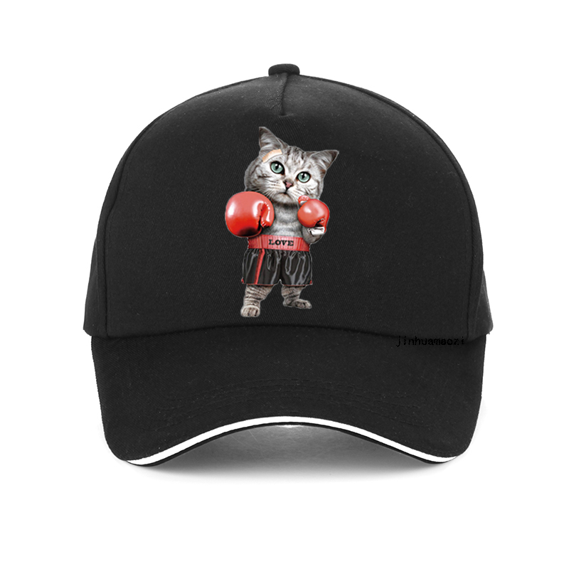 

Summer fun men women Baseball cap cool Boxing cat 3D print Dad hat boxing gloves cat funy hip hop cap casual Outdoor sports cap, Red