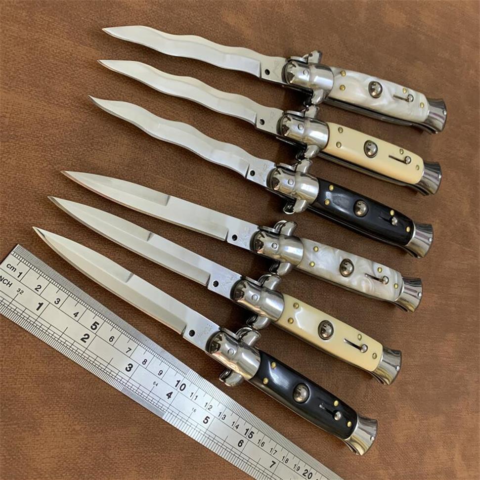 

Good 9 Inch Auto Godfather Stiletto Mafia Folding knife Pocket knives 440 Stainless steel blade Camping tactical knives EDC Tools287K