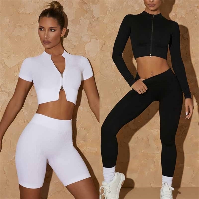 

Women Yoga Set Gym Clothing Sportswear Fitness Long Sleeve Crop Top Bra Seamless Leggings Solid Workout Tracksuits Sports Suit 220616, 1pcs blue shorts