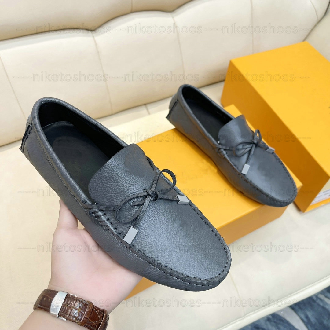 

Fashion Men's Casual Leather Peas Shoes New Monograms Letter Leather Lattice Soft Bottom Lofers Men's Designer Casual Flats Shoes, 01