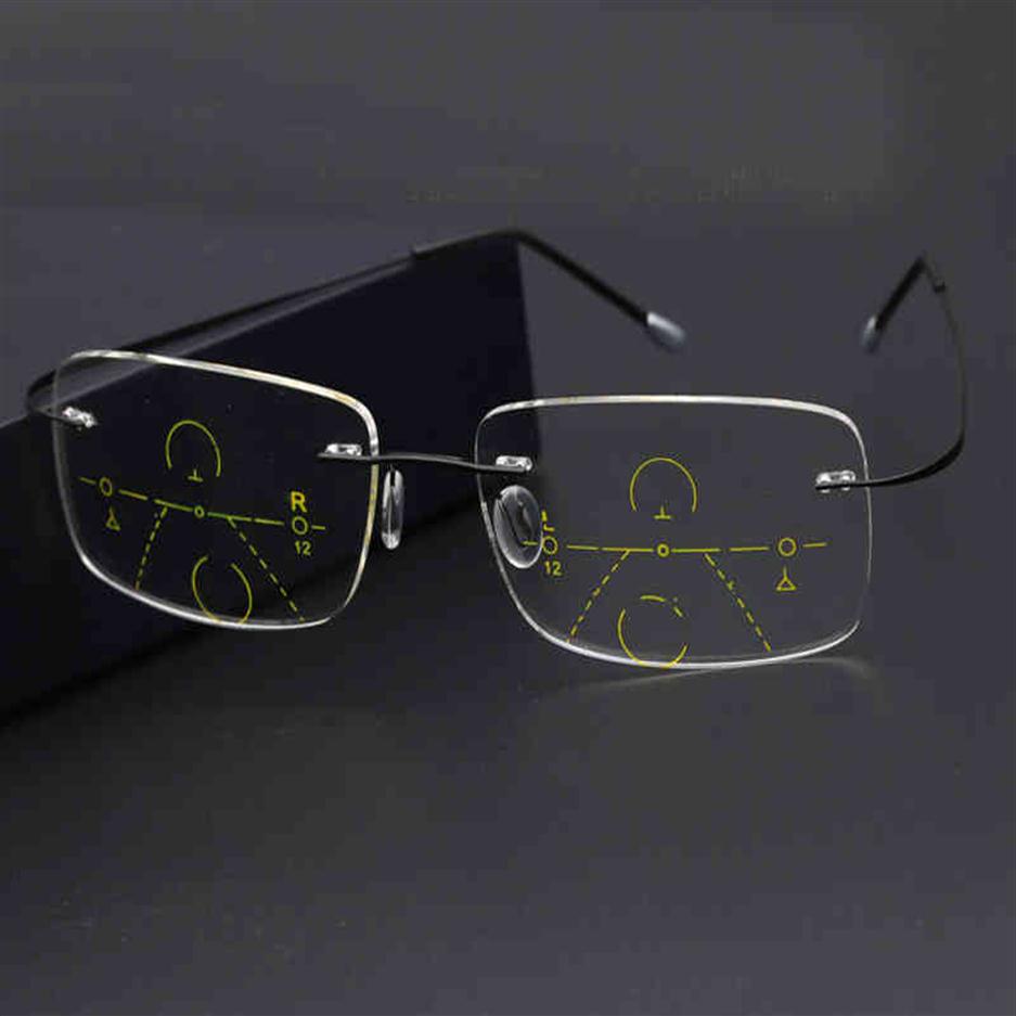 

WEARKAPER Smart Progressive Multifocal Reading Glasses Automatic Zoom Near and Far Multifunction Rimless Glasses Bifocal Eyewear233Q