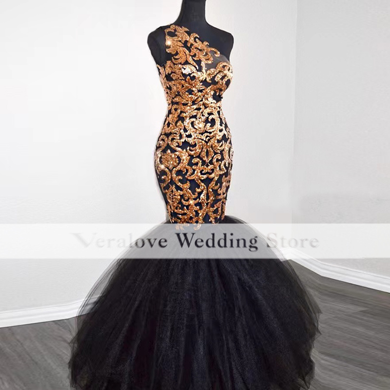 

Black Prom Dresses With Gold Sequins 2K22 One Shoulder African Evening Gowns For Women Formal Wear, Light sky blue