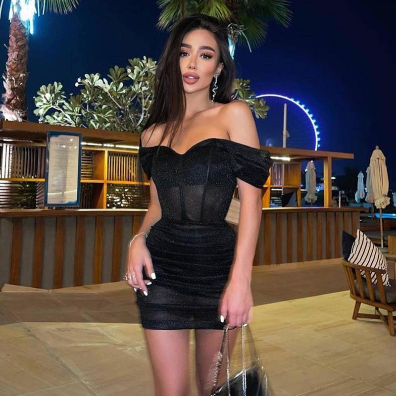 

Casual Dresses Summer Women Mini Solid Slim Fit Woman Dress Sexy Lady Club Short Skirt StreetwearCasual, Black
