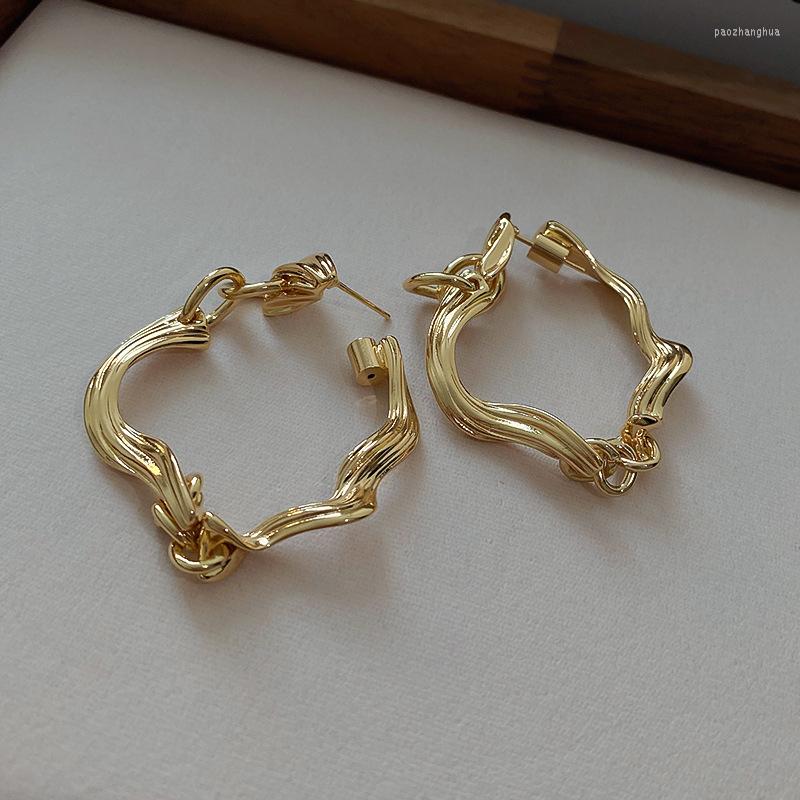 

Hoop & Huggie Baroque Jewelry Gold Color Irregular Big Earrings For Women Statement Vintage Geometric Pendientes MujerHoop