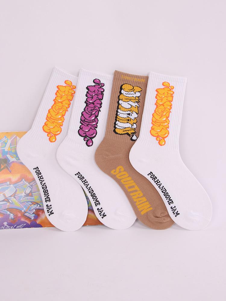 

Men's Socks Street Graffiti Popsoket Men's Long Skateboard Basketball Hiphop Woman Crew Fashion Funny Cotton Unisex SocksMen's, Orange