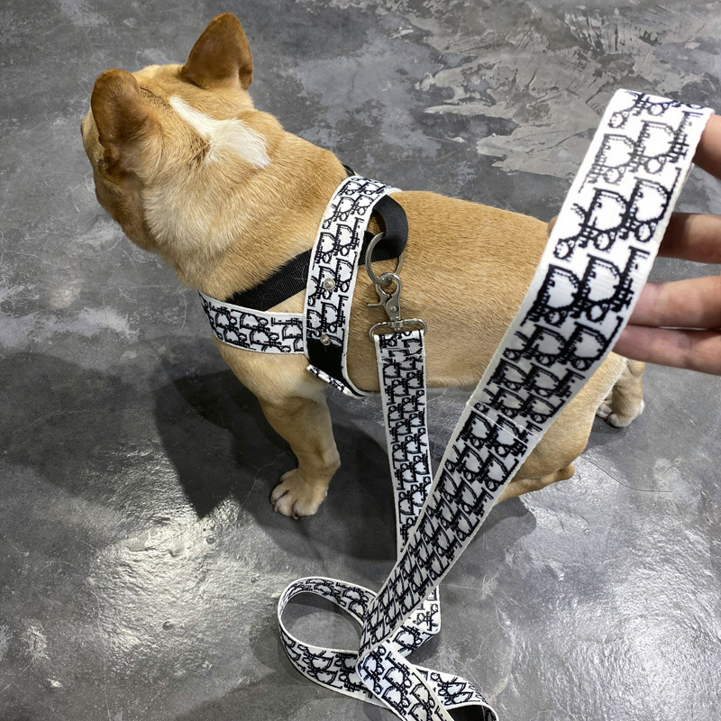 

Dog Harness Collars Leashes Adjustable Breathable Pet Vest Nylon Fashion Letter Outdoor Running Training Necklace Rope Tie Collar Supplies