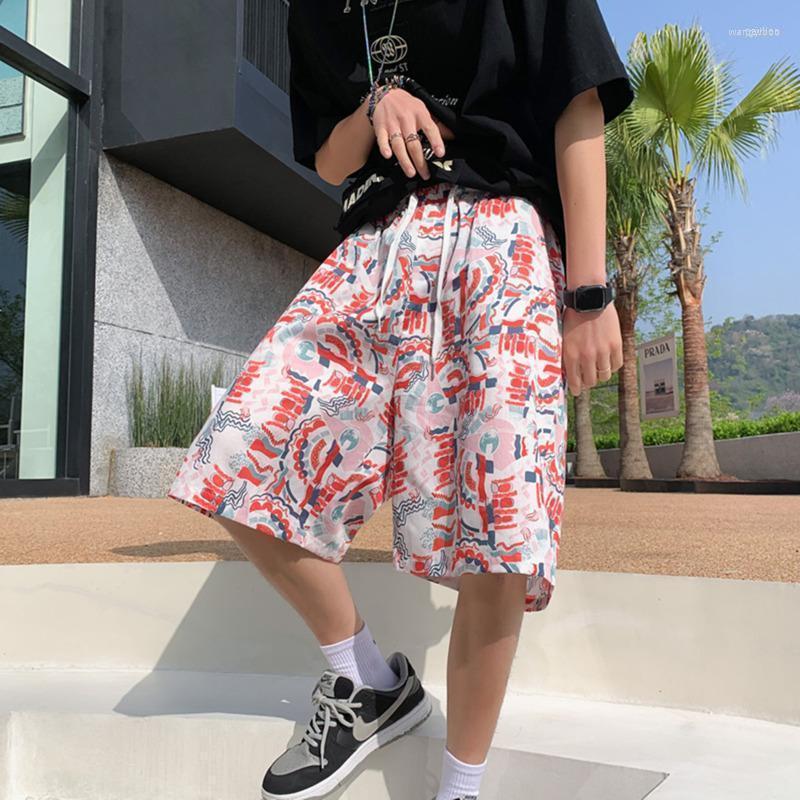 

Men's Shorts Summer Casual Men Fashion Breathable Printed Streetwear Loose Straight Mens Beach M-2XLMen's, Red