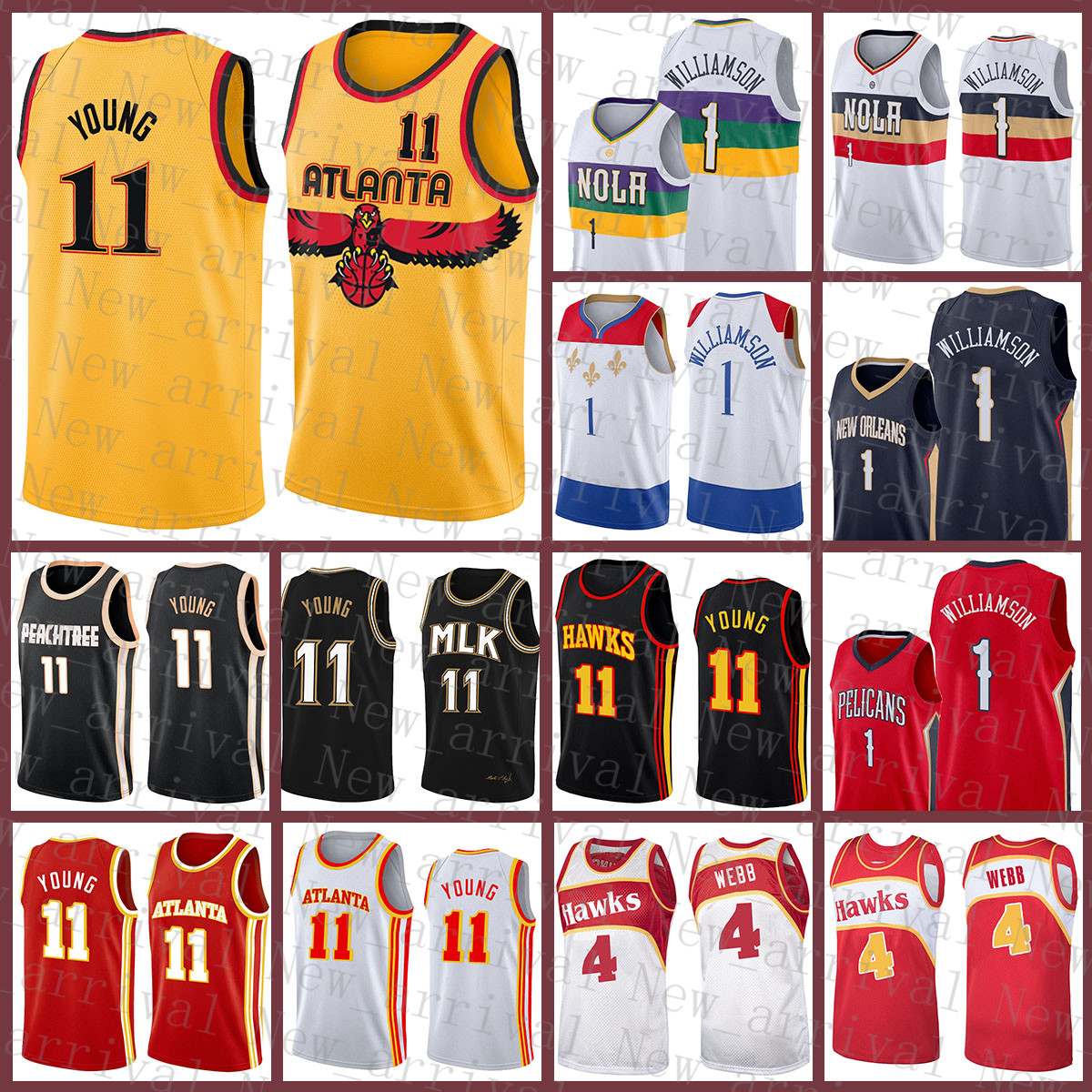 

New''Orleans''Pelicans''Men Atlanta''Hawks''Men 11 4 Zion Basketball Jersey Williamson 1 Trae Young Spud Webb 131