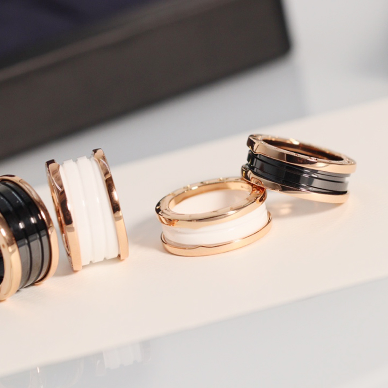 

Luxury Designer Ring for Men and Women Black White Ceramic Rose Gold Rings High Quality