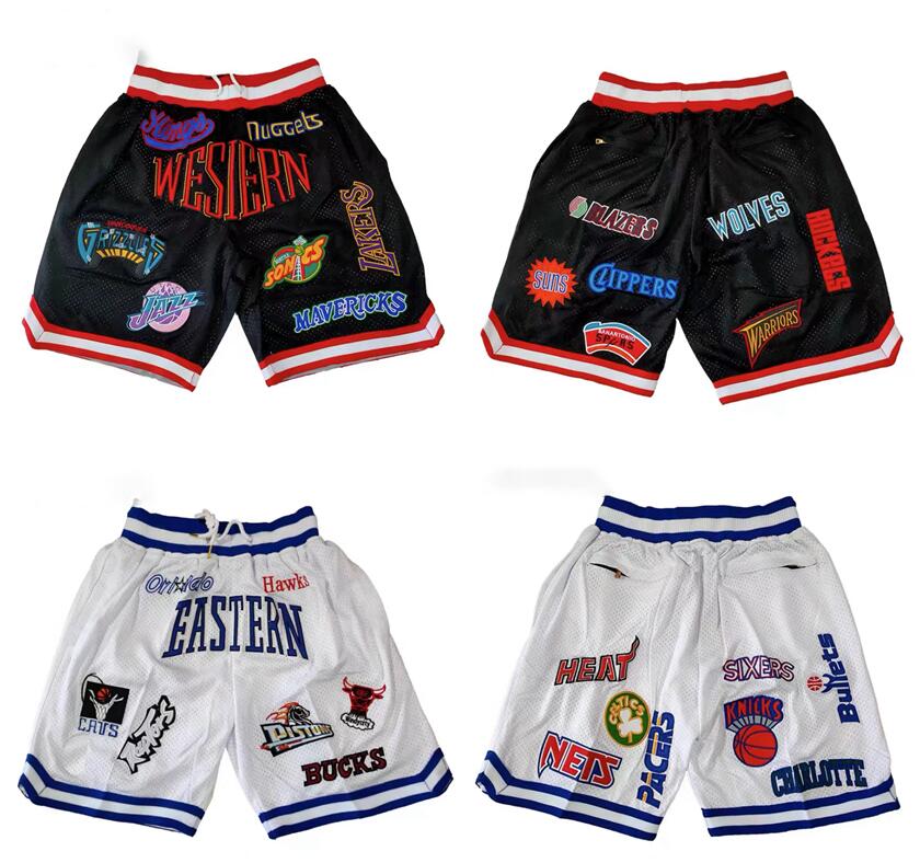 Stitched Team All-Star Basketball Short Mitchell and Ness Retro Just Don Shorts With Pocket Zipper Sweatpants Men Size S-XXXL