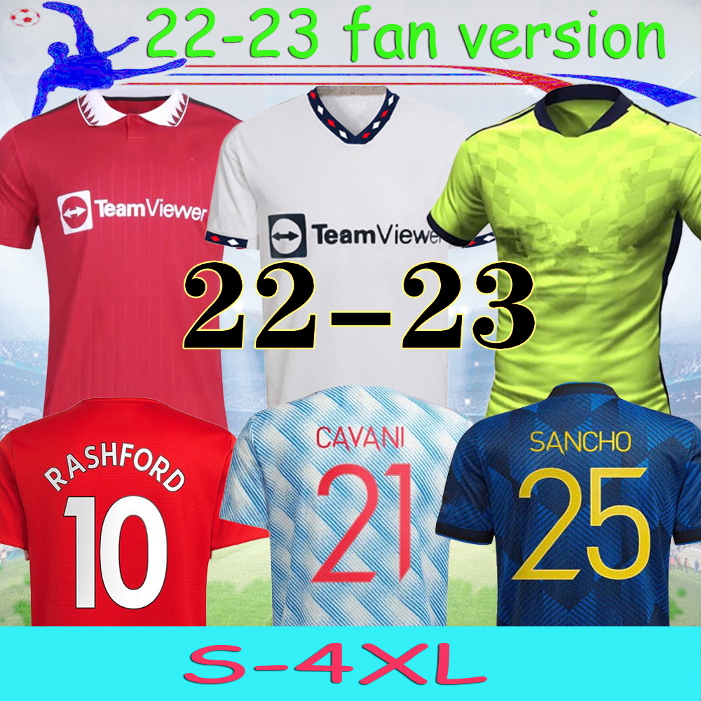 

S-4XL 2022 2023 man soccer jerseys 22 23 RONALDO away White UTD POGBA RASHFORD VAN DE BEEK CAVANI Sancho MARTIAL B. FERNANDES Manchester football adult shirt, 21/22 home fans