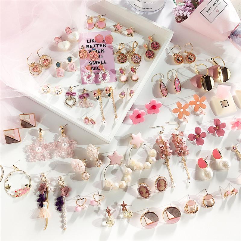 

Dangle & Chandelier Pink Flower Tassel Star Geometric Acrylic Pearl Korean Women Drop Earrings Sets Fashion Jewelry Accessories Wholesale-DD