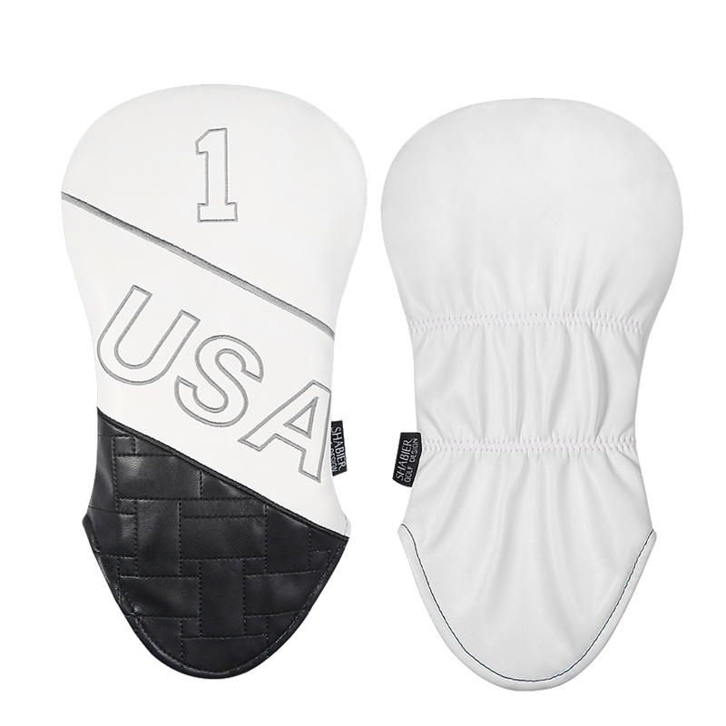

PU Leather Headcover USA Embroidered Golf Club Headcovers Driver Fairway Wood FW Hybrid Covers