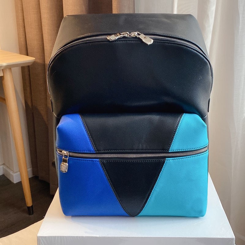 

Patchwork Color Backpack Fashion letter Print Men Women Backpacks School Bag String black Leather Handbag Travel Duffle Back Pack 05