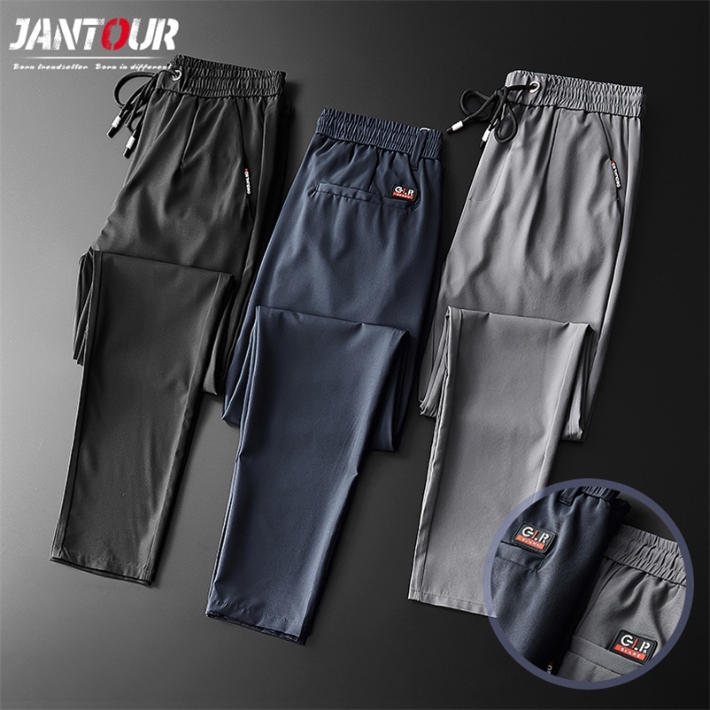 

Men's Pants Spring Summer Skinny Casual Jogging Outdoor Cargo Slim Classic Clothes Black Gray Thin Fast Dry Trousers Male 38 220826, Black-1