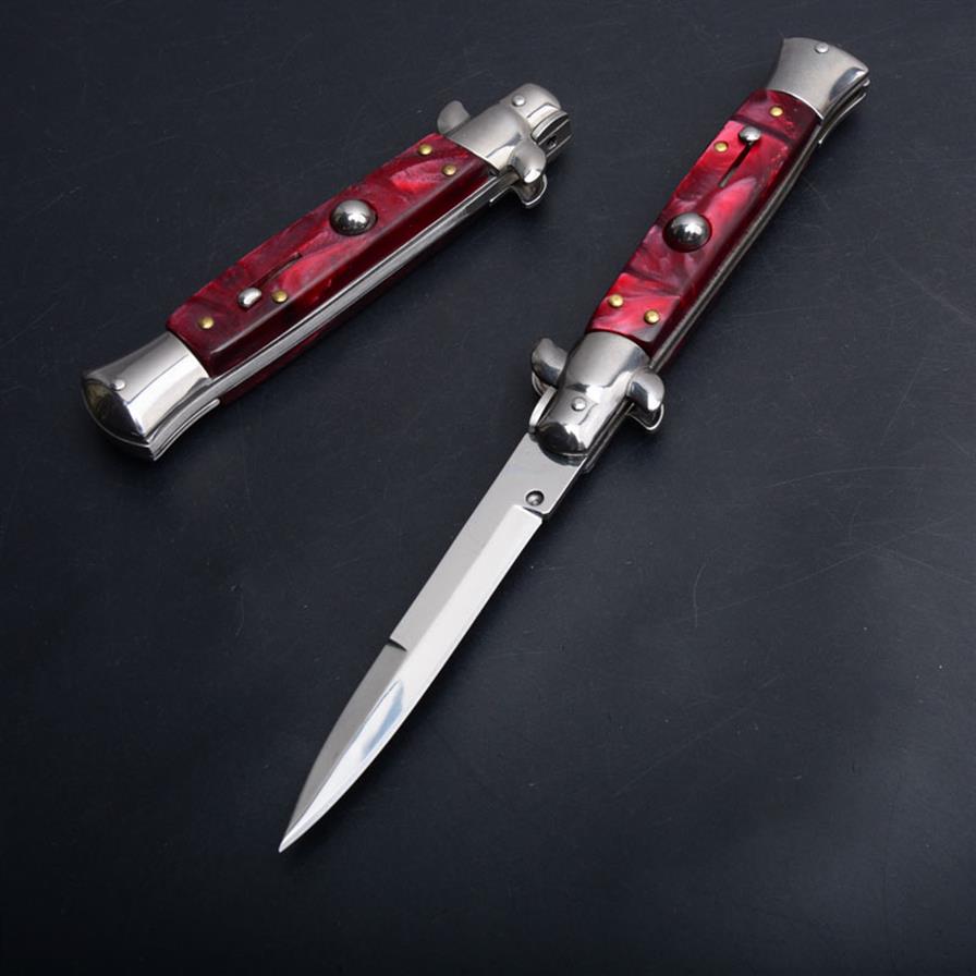

The 9 Inch ACK Red Godfather Stiletto Mafia Horizontal Folding knife Automatic Pocket knives EDC Tools246t