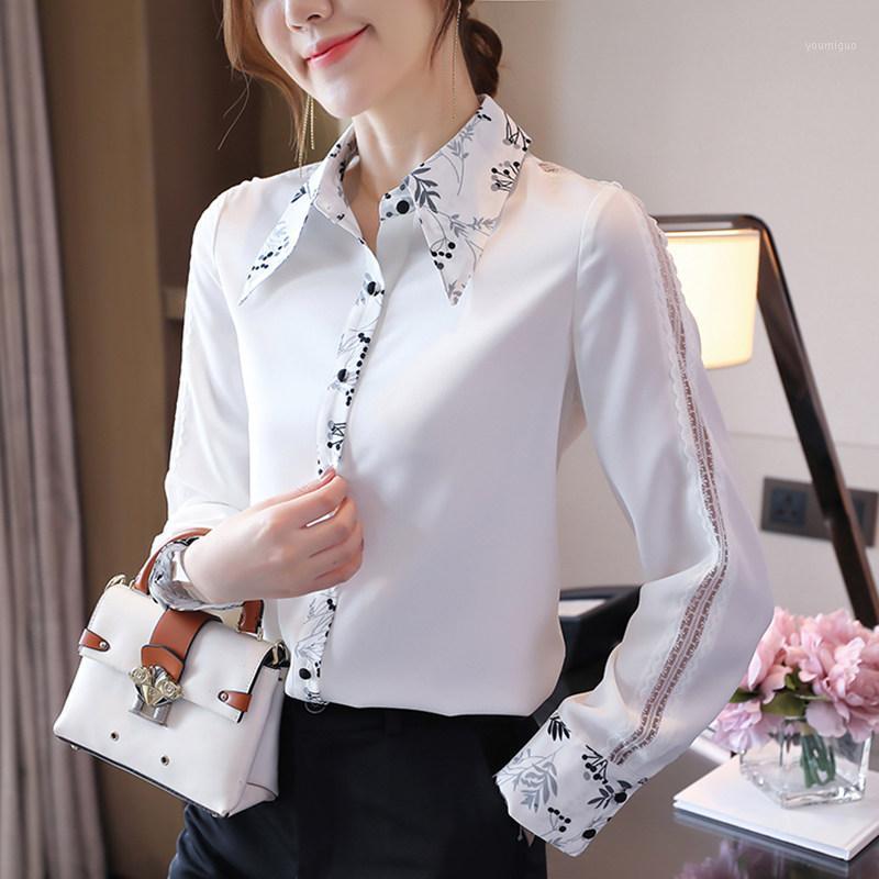 

Korean Chiffon Women Shirts White Shirt Long Sleeve Woman Embroidery Print Blouse Tops Plus Size Blouses 2022 Women