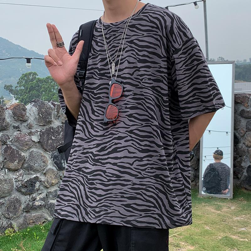 

Men's T-Shirts Summer Striped T Shirt Men's Fashion Contrast Color Casual Cotton T-shirt Men Streetwear Loose Short-sleeved Tshirt Mens, Army green