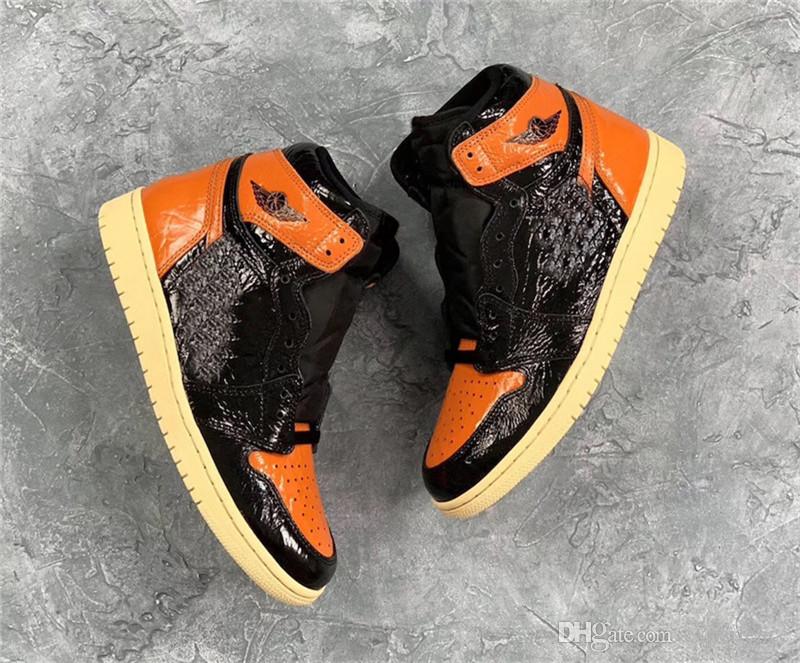 

Shoes 2019 Release 1S 1 High OG Shattered Backboard 3.0 Black Orange Pale Vanilla Starfish Men Outdoor 555088-028