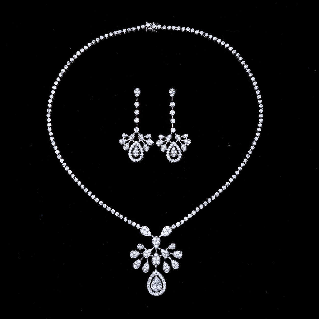 

New celebrity star same Necklace Earring Set bride wedding party dress Zircon Necklace