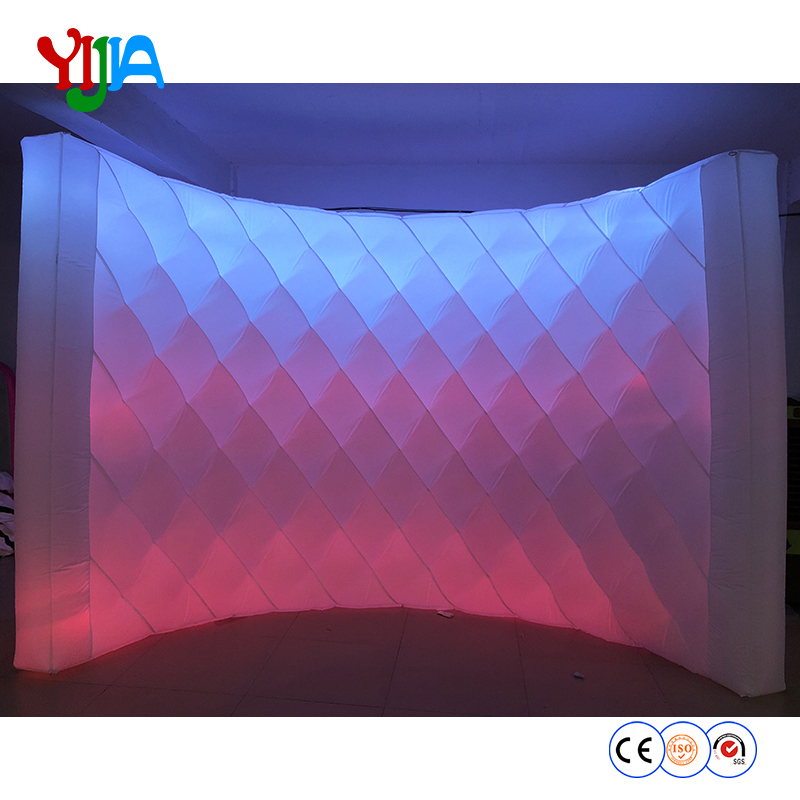 

DHL Shipping 10ft L Bright Shining Diamond Shape Inflatable LED Wall PhotoBooth Backdrop Wall With LED Strips For Party Events, As described