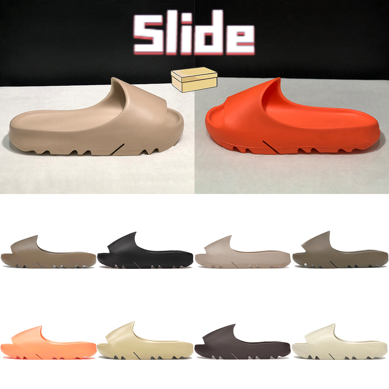 

With Box Slippers Men Women Beach Sandals Resin Soot Onyx Enflame Orange Earth Brown Desert Sand Bone Slides Summer Shoes US 4-12.5, Double shoe box