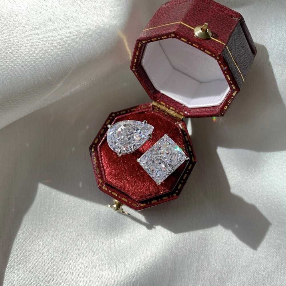 

S925 Sterling Silver Ring ins style Kardashian same water drop 8A high carbon diamond open ring