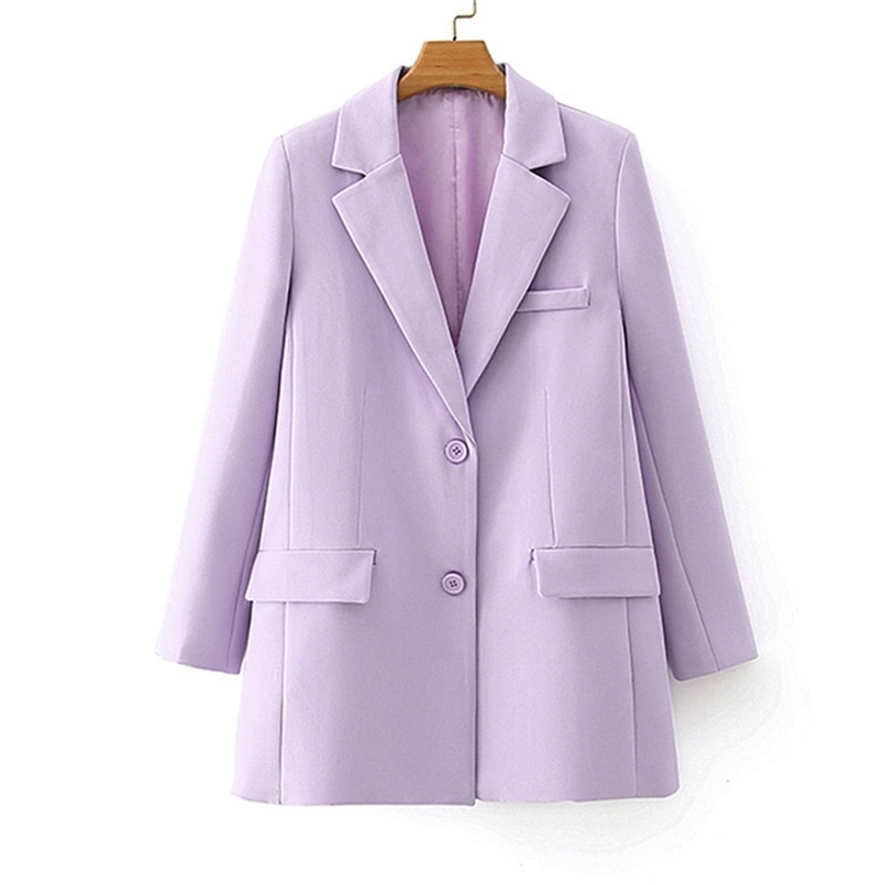 

Women Violet Blazer Jacket Casual Work Suit Coat Office Lady Fashion Pockets Long Sleeve Suit Blazers Female 220402, Purple