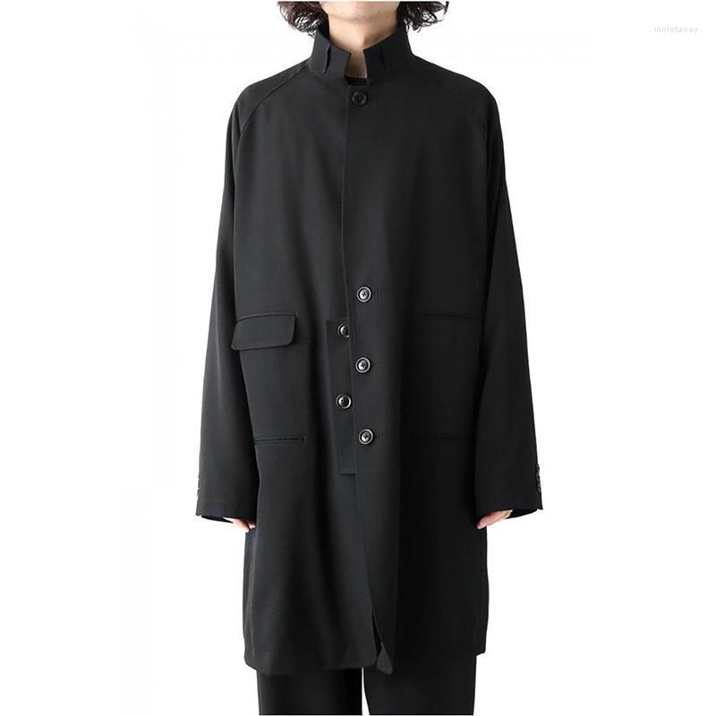 

Men' Trench Coats The Coat Black Department Design Ultra Loose Stand Collar Oversize Viol22