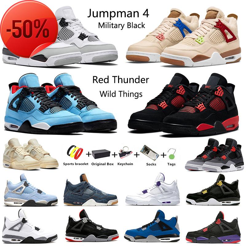 

2022 4s 4 Mens Basketball Shoes Military Black Cat Camo Infrared Oreo Sail University Blue Wild Things Red Thunder Men Women Trainers Sports G, Customize