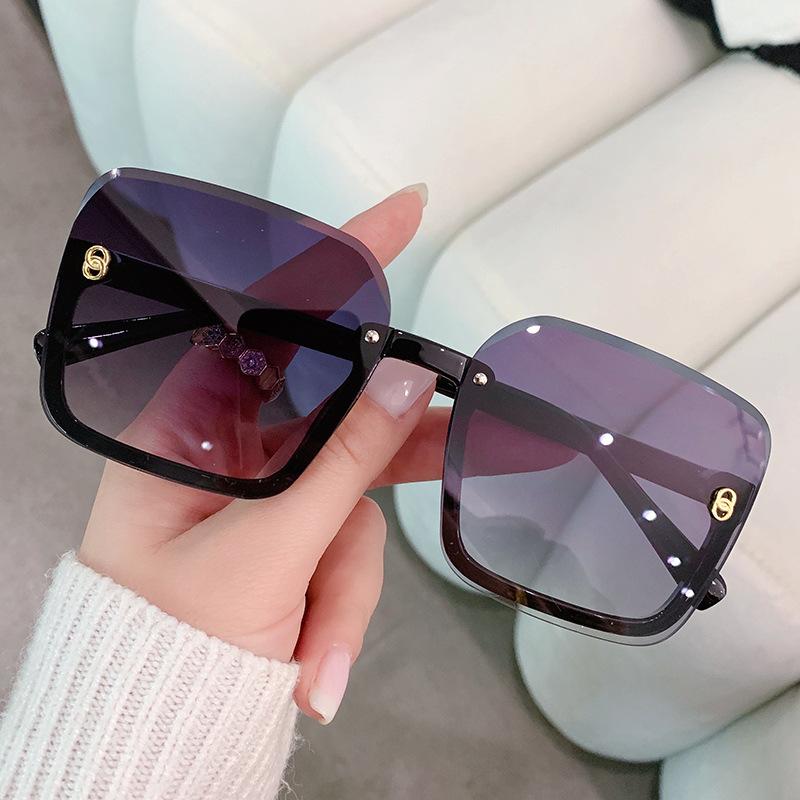

Sunglasses Half Frame Square For Women Trendy Brand Design Gradient Green Sun Glasses Men Shades UV400 Korean Style InsSunglasses