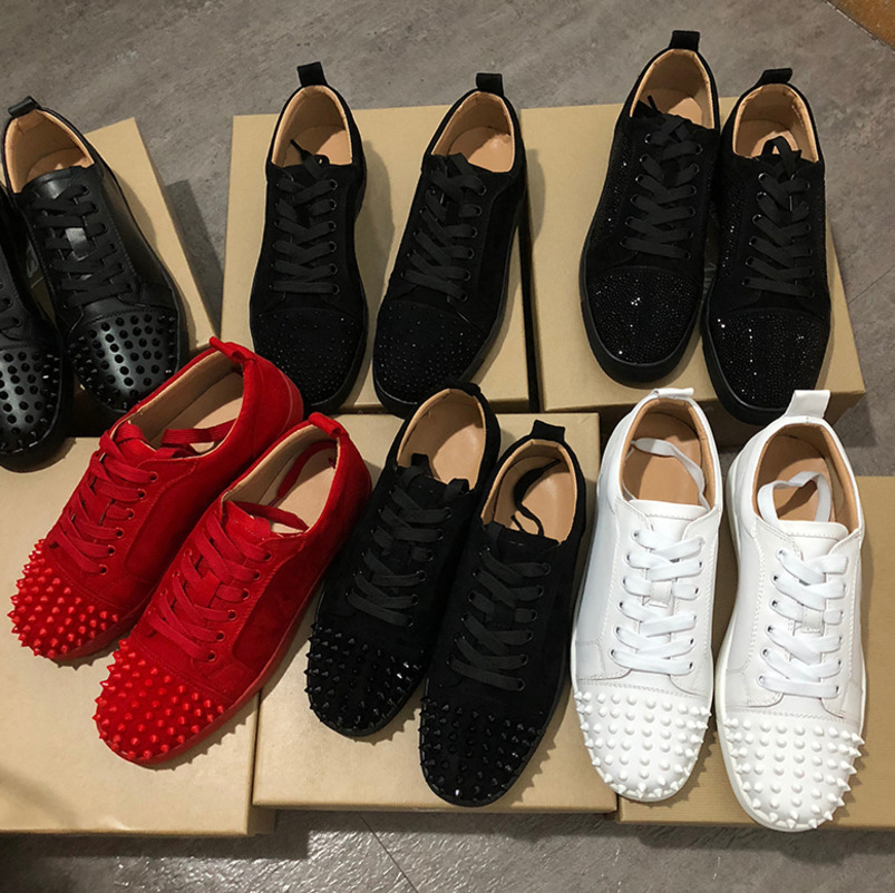

NEW 2020 Designers Sneakers luxury shoes Low Cut Suede spike Shoes For Men and Women Shoes Party Wedding crystal Leather Sneakers, Color 2