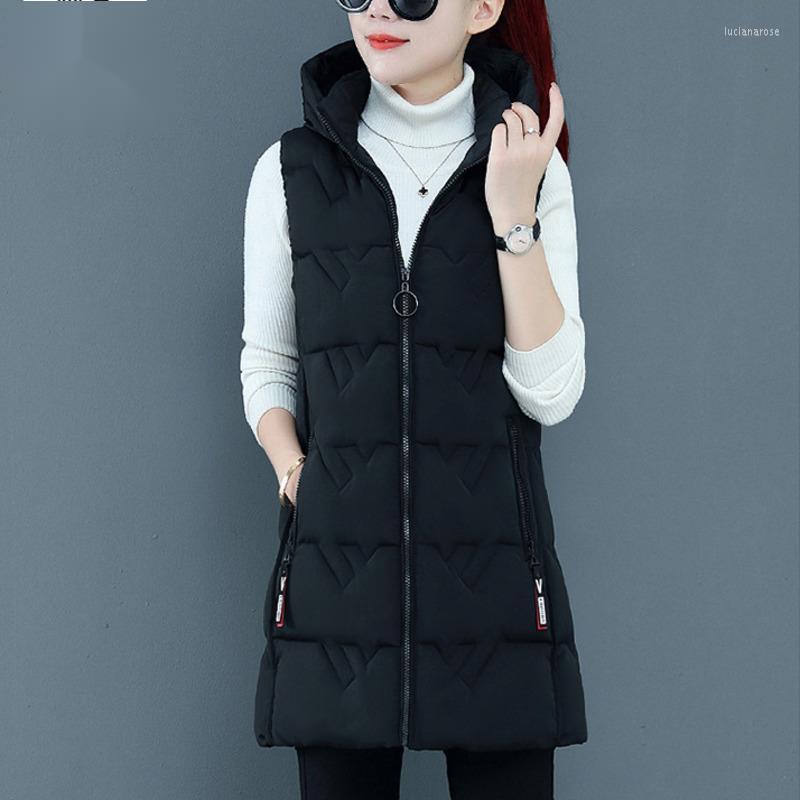 

Women's Vests #0436Down Cotton Sleeveless Jacket Women Hooded Casual Vest Coat Bodywarmer Waistcoat Female Black/White/Yellow/Blue/Yellow Lu