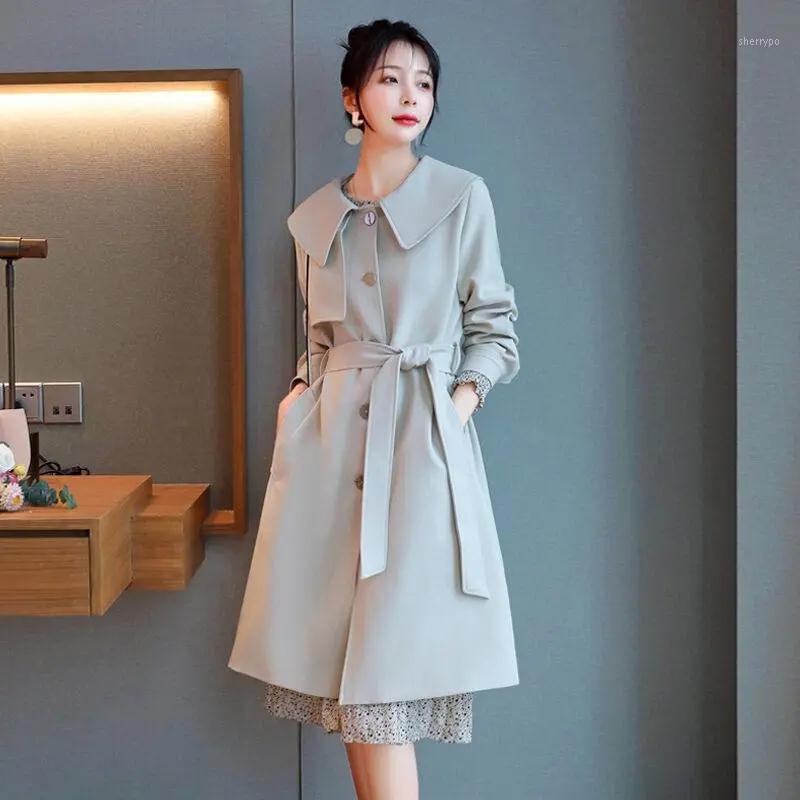 

Women' Trench Coats Windbreaker Mid-length 2022 Spring And Autumn Korean Style Loose Thin Fashion Temperament Casual Jacket, Gray