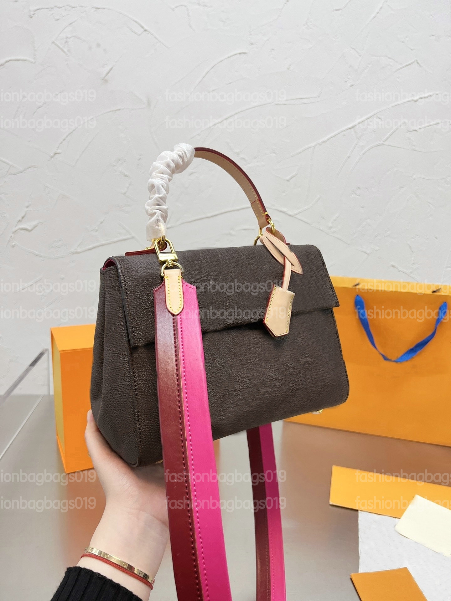 

Cluny BB Mini Classic Shoulder bag Monograms Coated Canvas Top Handle Handbag Colorful Bicolor Shoulder Strap Designers Cross Body M42738