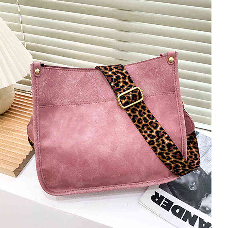 

Evening Bags Leopard Shoulder Straps Quality Pu Leather Personalized Women Pocket Boho Crossbody Strap Handbag Tote Sac 220721, Khaki